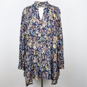 Umgee Womens Medium Floral Keyhole Boho Tunic Dress
